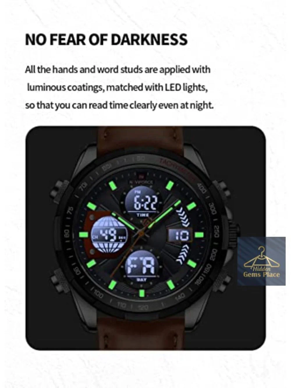 Men's Military Digital Analog Quartz Waterproof Watch Leather Strap Chronograph